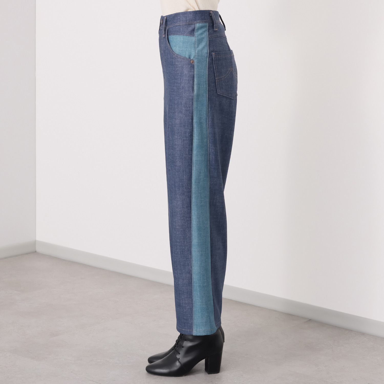 ニーイチマル　ボブソン ハイテンション 裏起毛 リメイク風ワイドパンツ