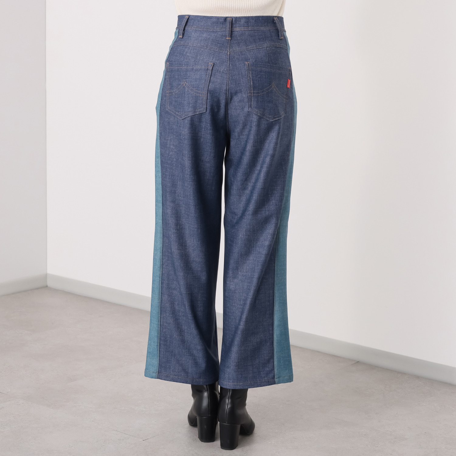 ニーイチマル　ボブソン ハイテンション 裏起毛 リメイク風ワイドパンツ