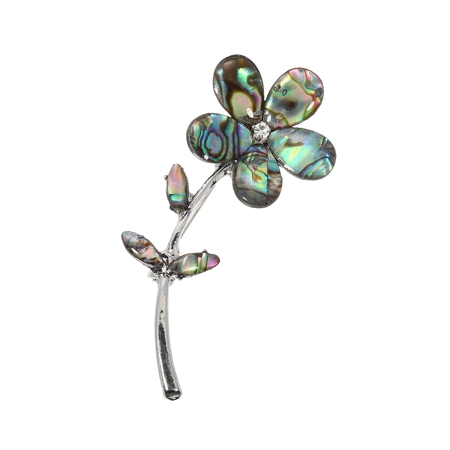 グランシフォレ アバローニシェル＆ ビジュウ フラワーモティーフ ブローチ