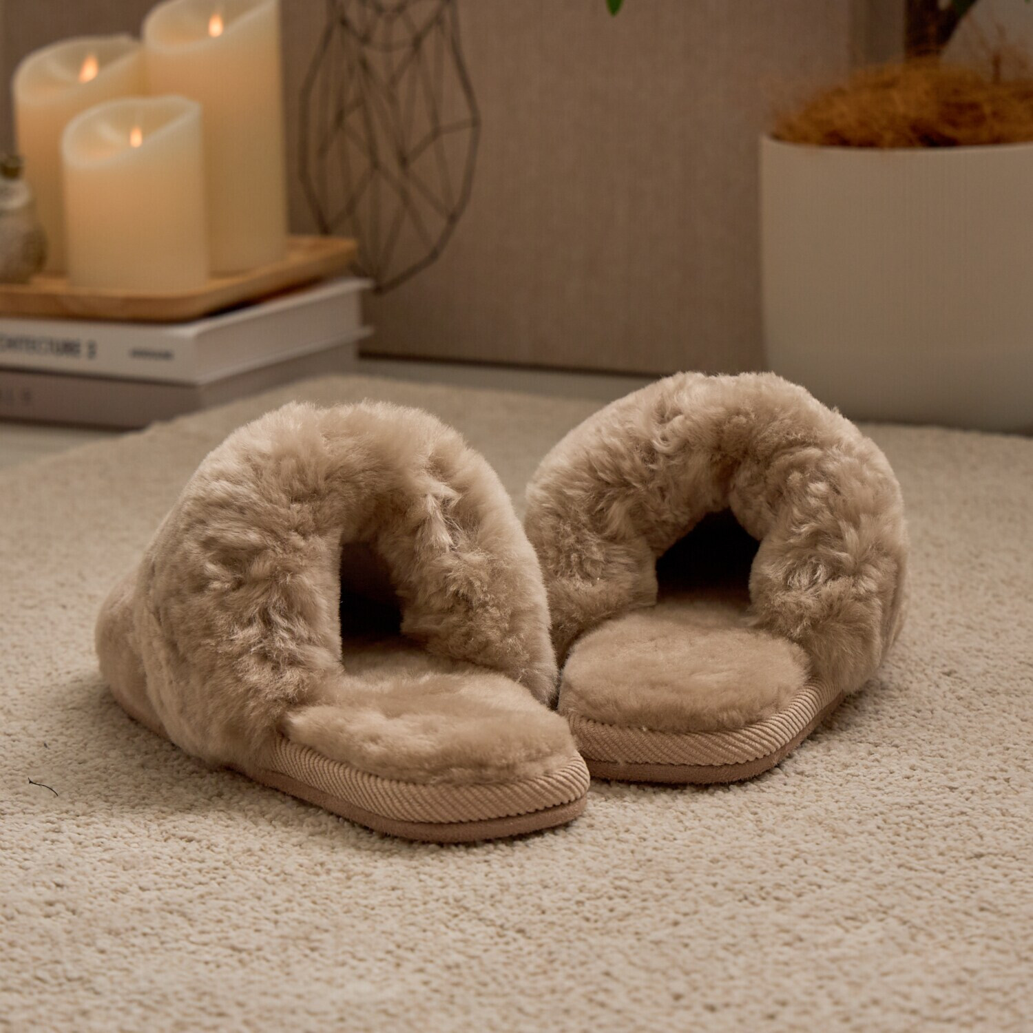 モリリン ニュージーランド産 メリノムートン使用！ ムートンスリッパ２色組