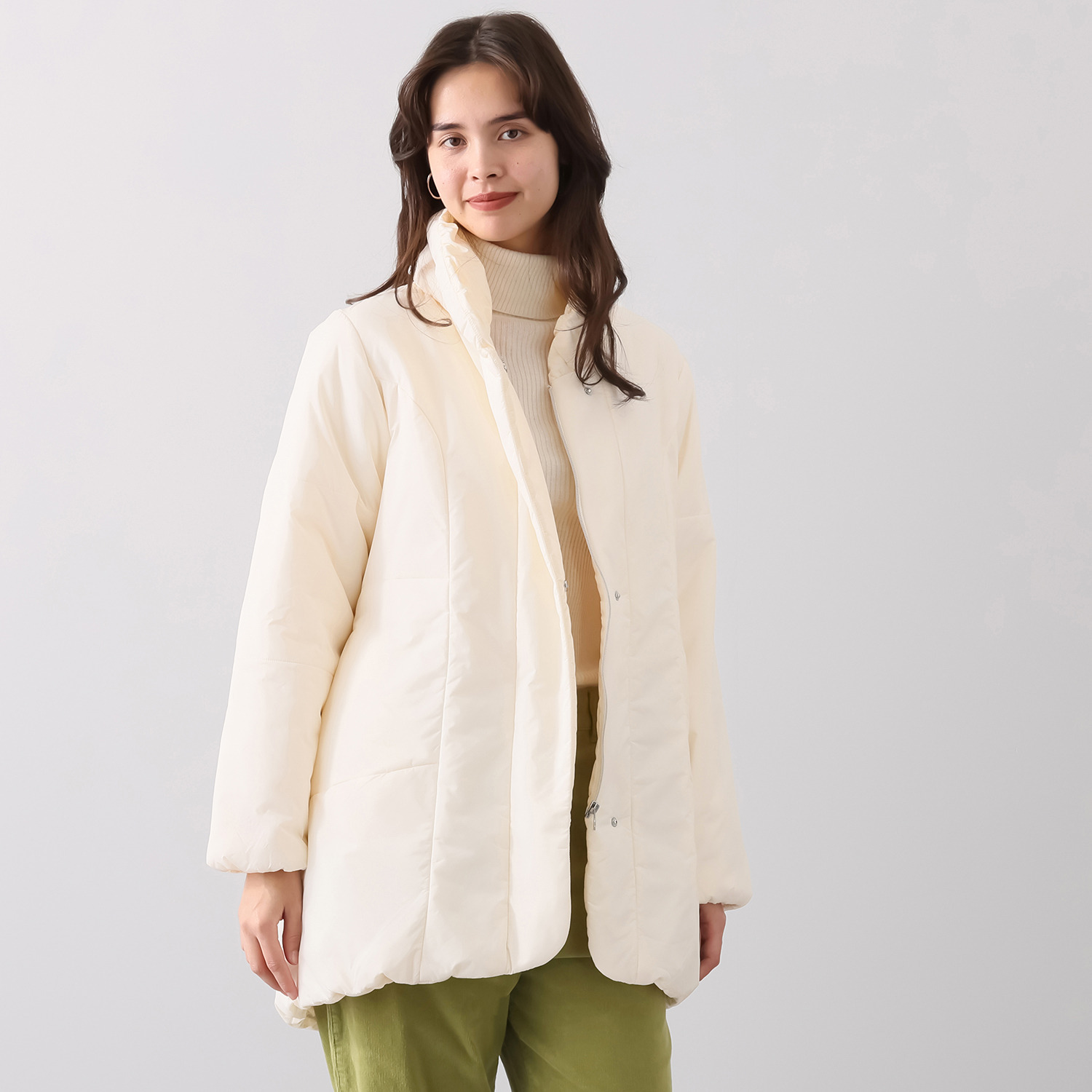 サーモア 首元も暖かい ボリュームカラーコート