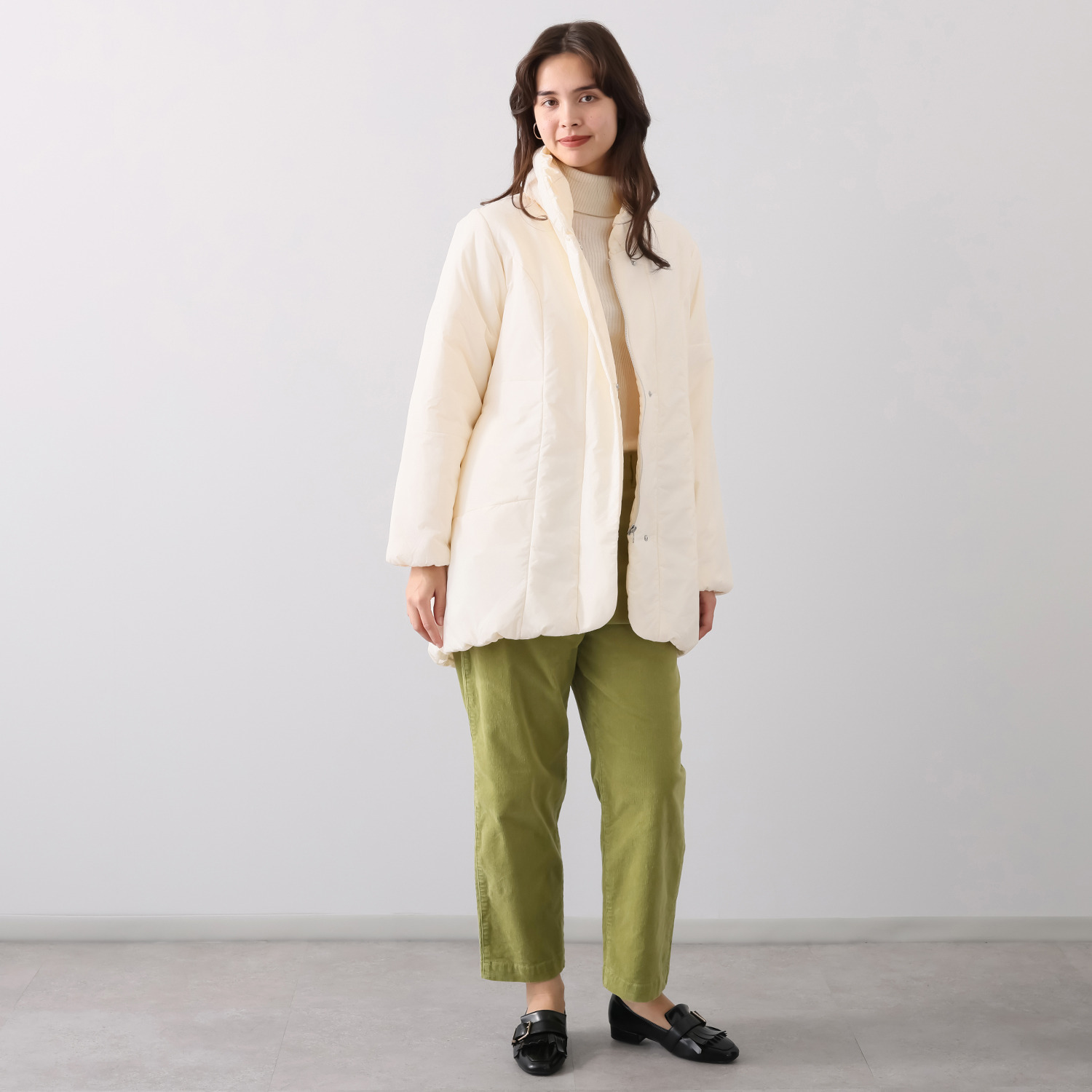 サーモア 首元も暖かい ボリュームカラーコート