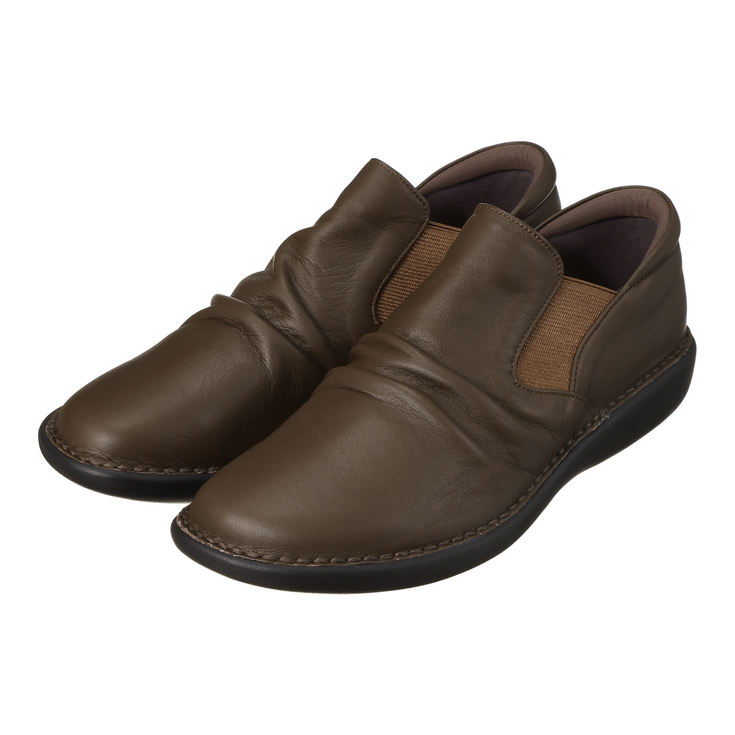 ミスキョウコ 日本製　牛革 ドレープデザイン サイドゴアスリッポン