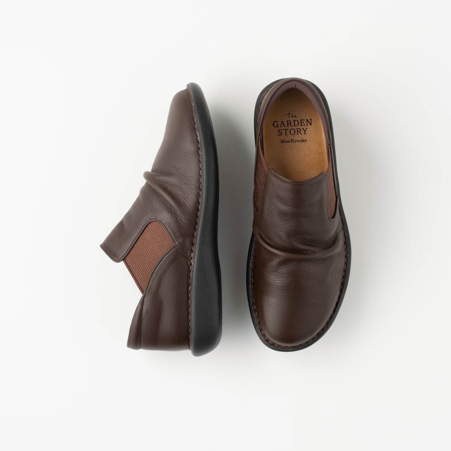 ミスキョウコ 日本製　牛革 ドレープデザイン サイドゴアスリッポン