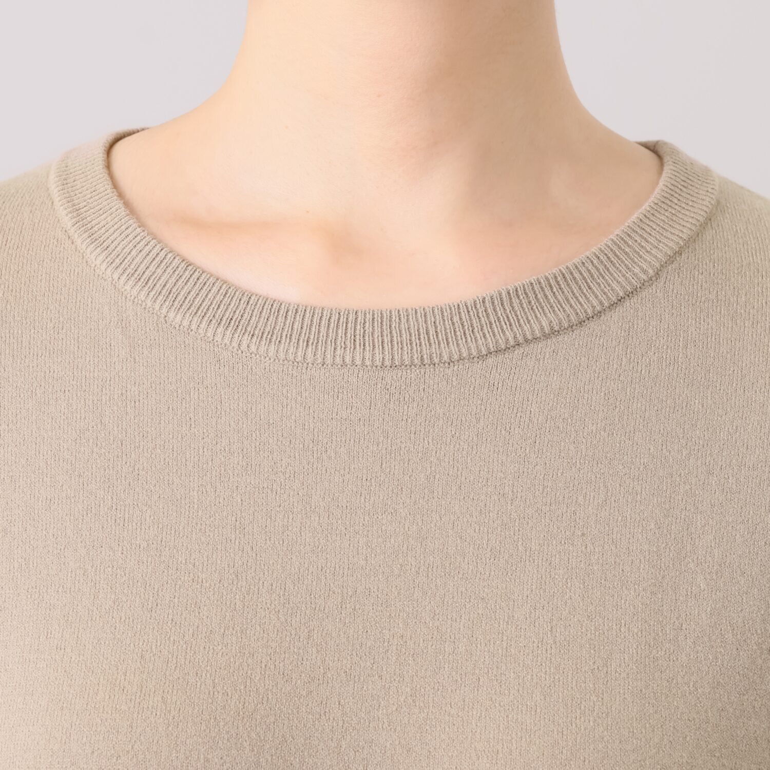 アンリック　オー　ブルー コットンブレンド 袖口チュールアクセント ニットプルオーバー