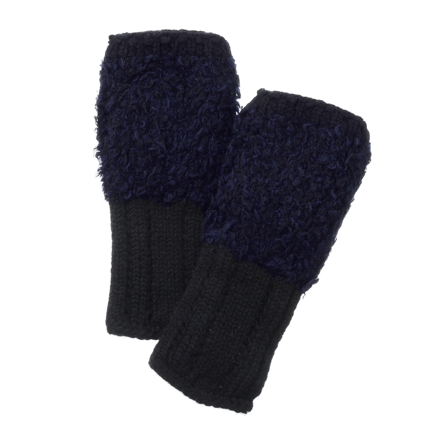 ベル・モード 日本製 タスマニアラムウール混 ファー加工アクセント アームウォーマー