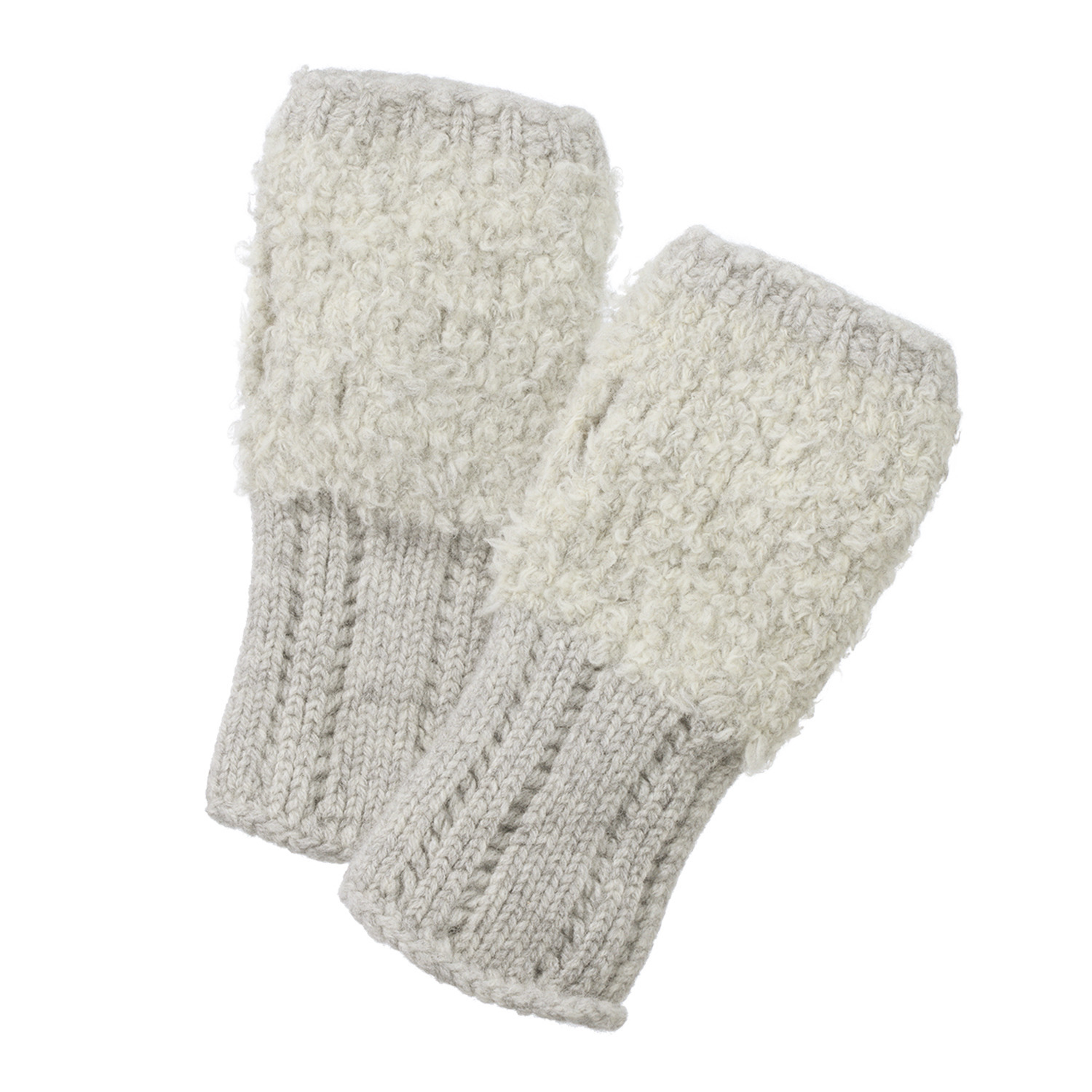 ベル・モード 日本製 タスマニアラムウール混 ファー加工アクセント アームウォーマー