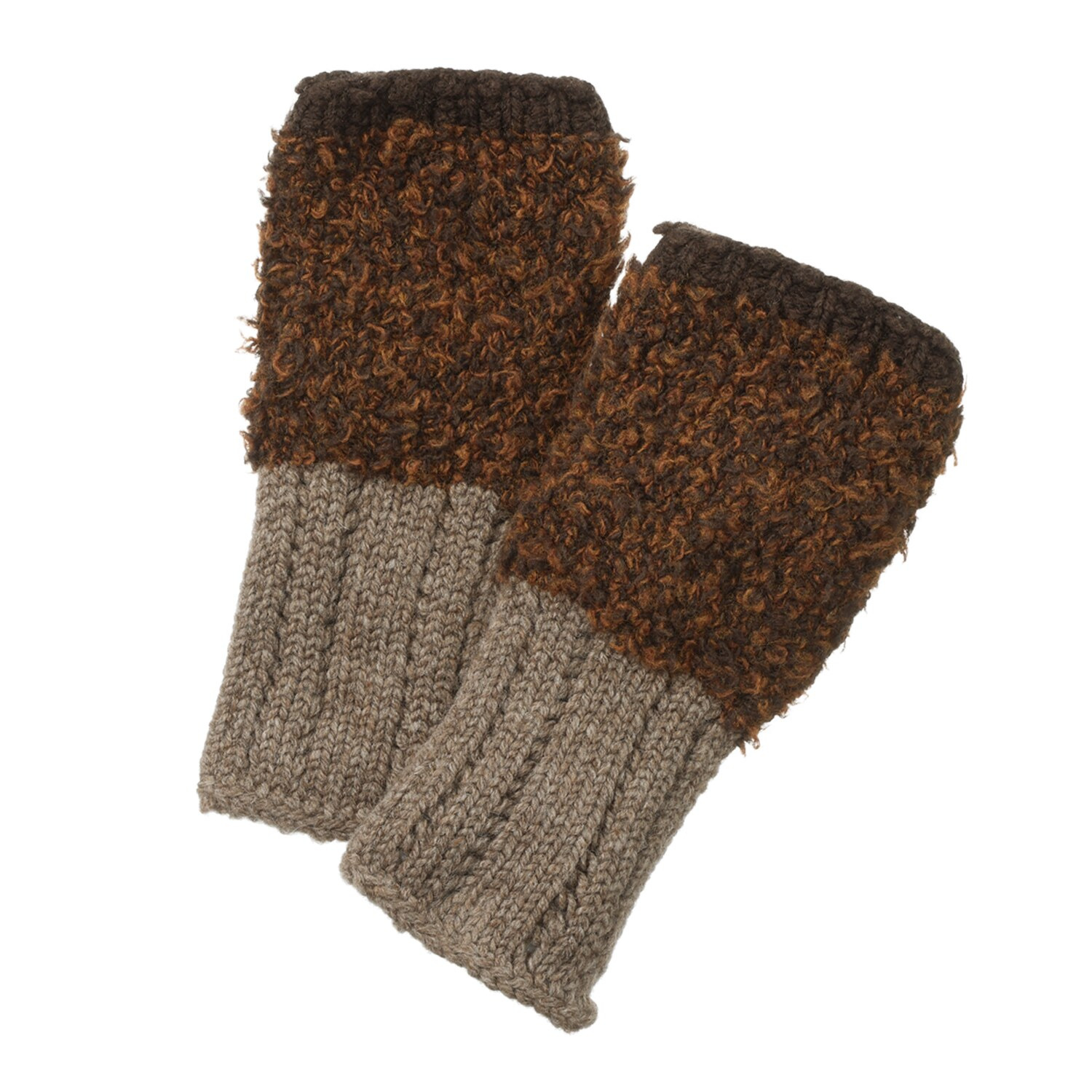 ベル・モード 日本製 タスマニアラムウール混 ファー加工アクセント アームウォーマー