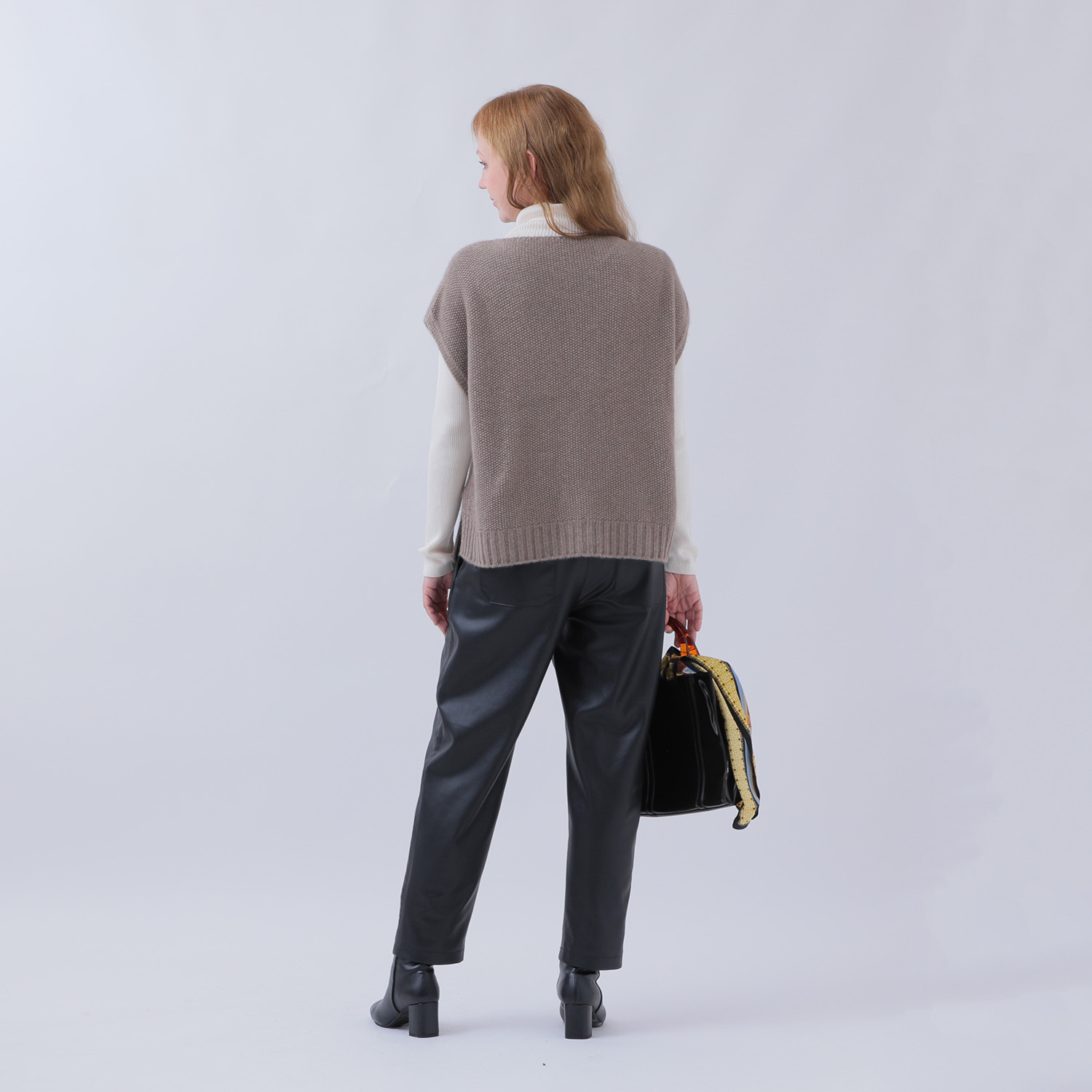 エウラーカ 日本製 カシミヤ１００％ フラワーバスケット柄× 鹿の子柄 ２ウェイポンチョ