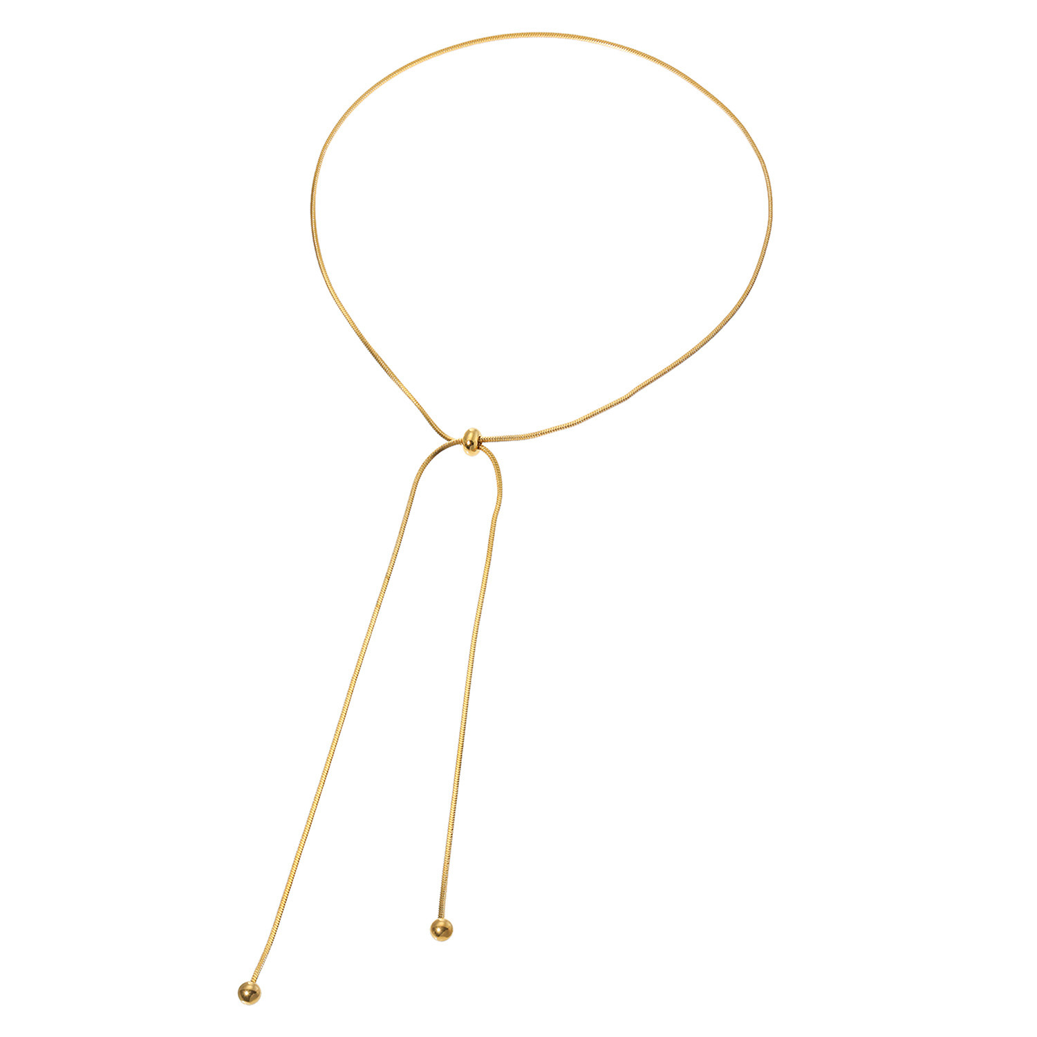 マダムヒロコ ステンレス スクエアスネークチェーン マルチアレンジ スライドロングネックレス “シャイン・ボウ”