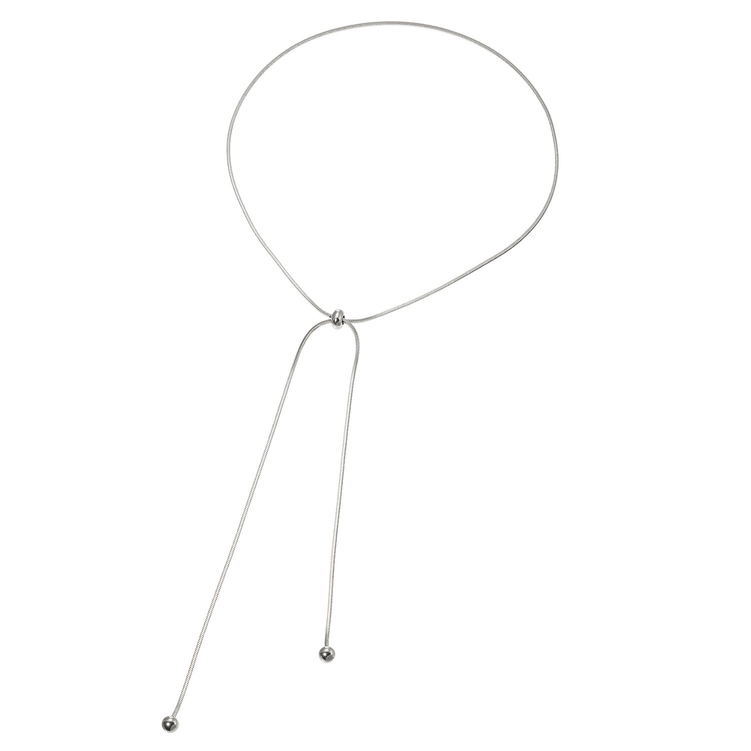 マダムヒロコ ステンレス スクエアスネークチェーン マルチアレンジ スライドロングネックレス “シャイン・ボウ”