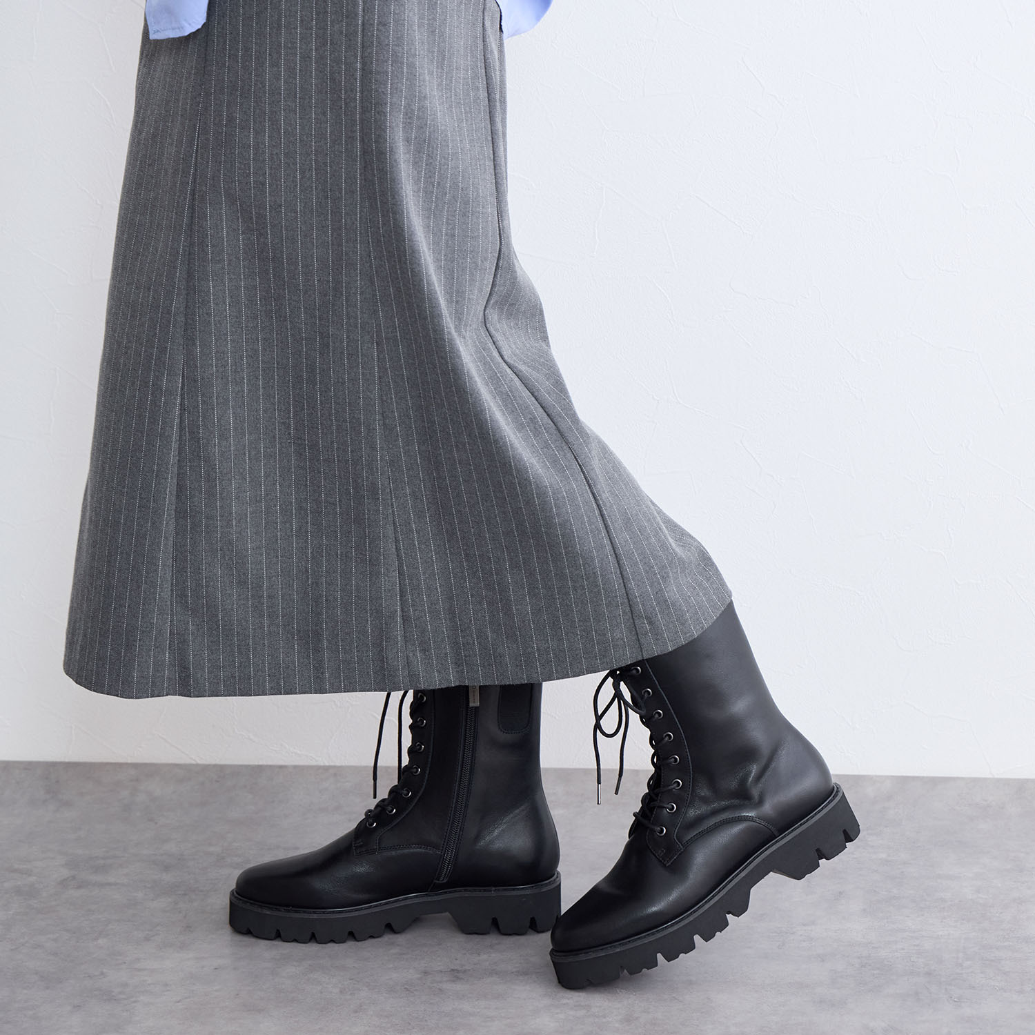 卑弥呼 日本製 はっ水牛革 レースアップ トラックソールブーツ