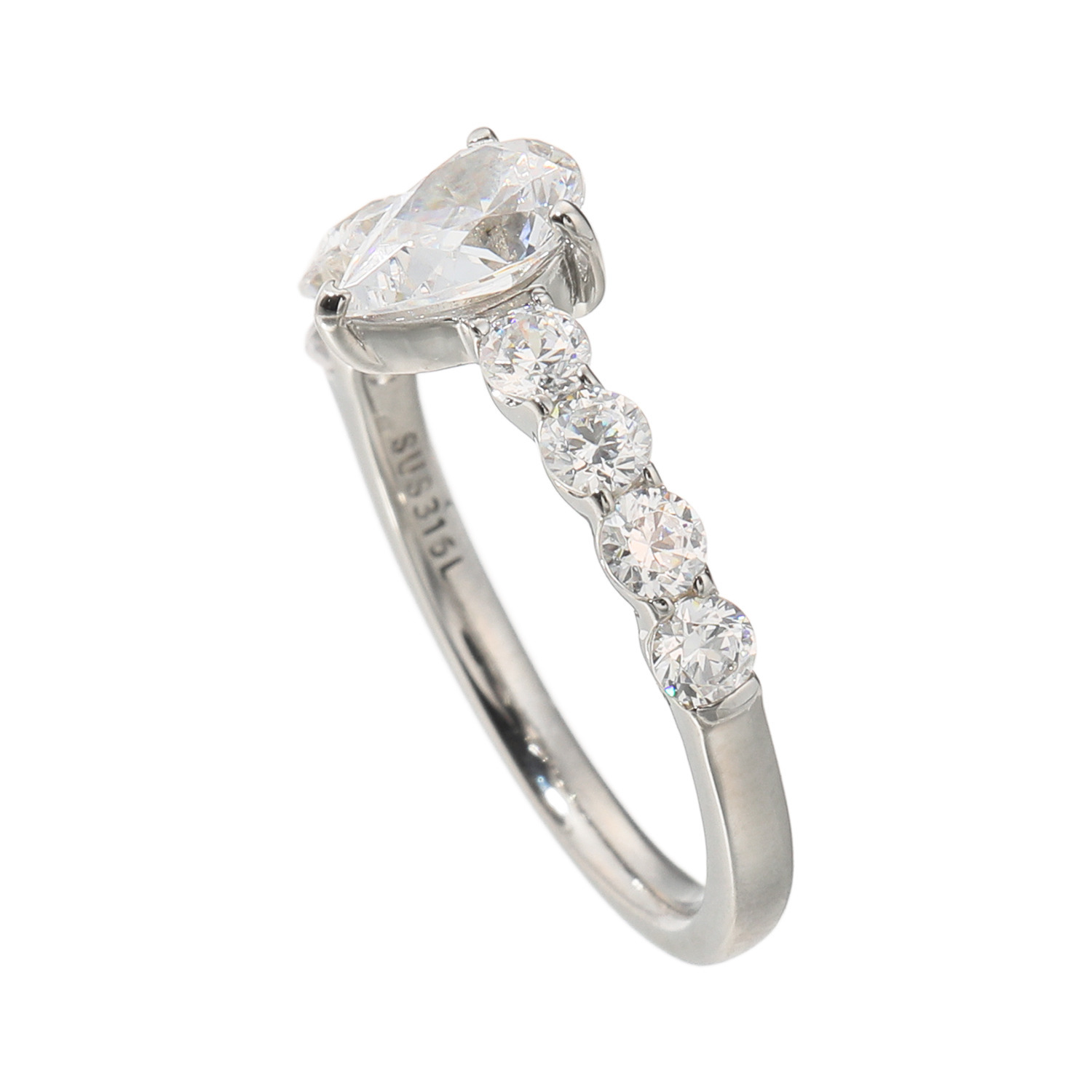 ステングレイス サージカルステンレス プレシオサ社製ＣＺ ペアシェイプ ラインデザインリング