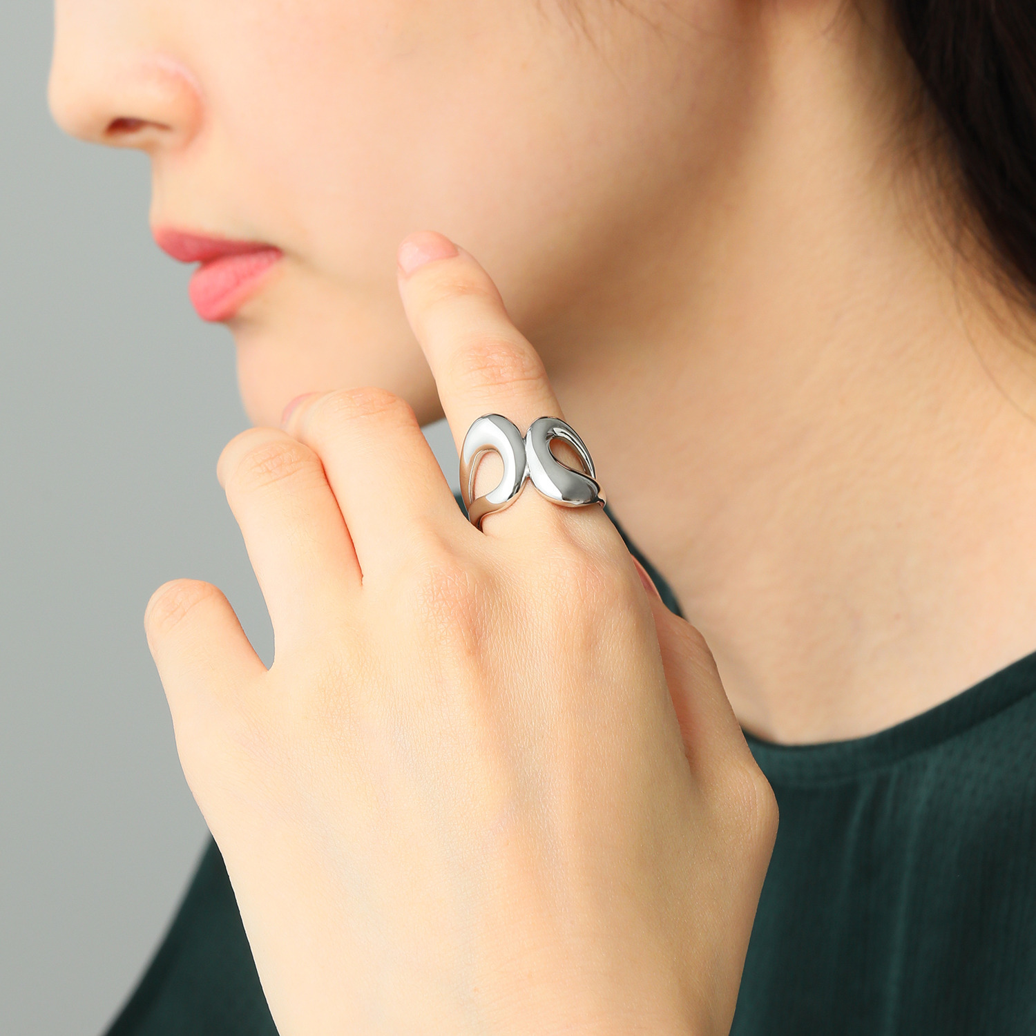 ステングレイス サージカルステンレス ダブルウェーブ ボリュームメタルリング