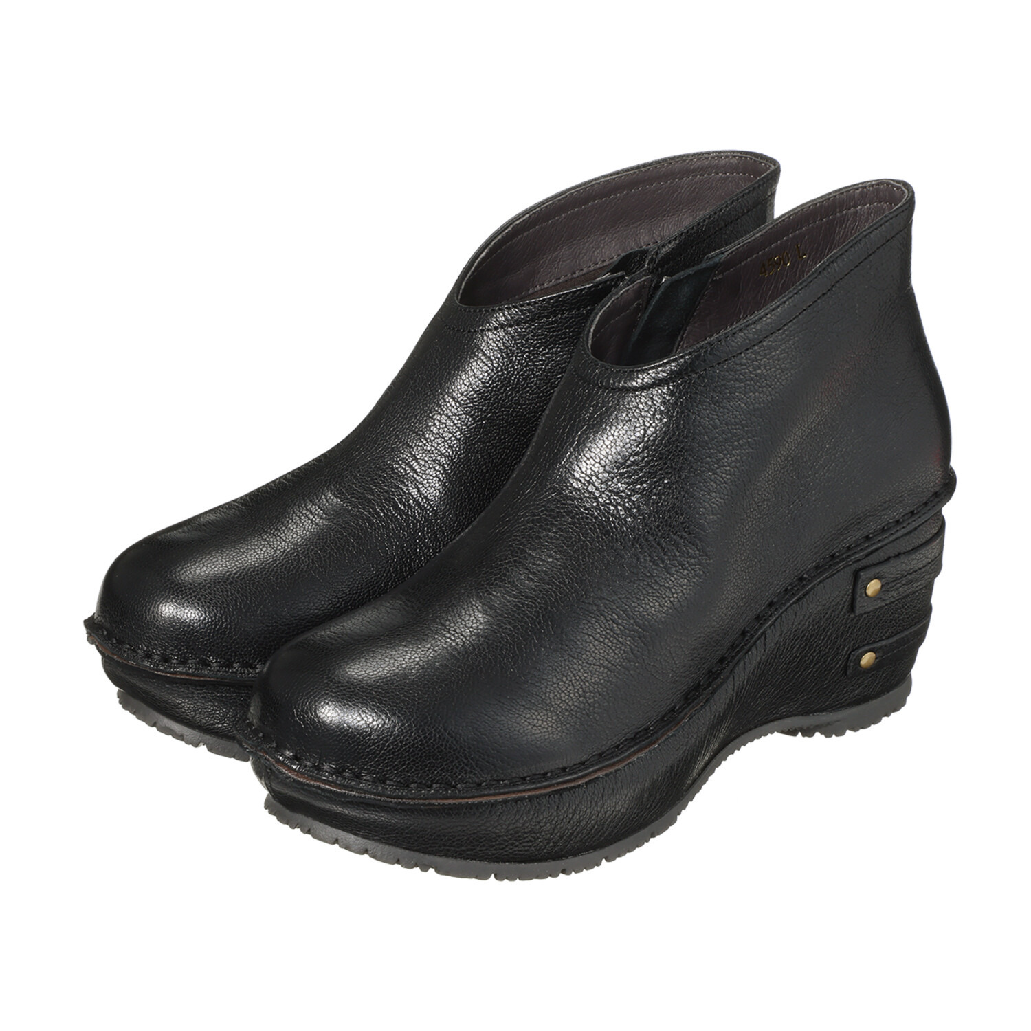 ヒナ　デイグリーン 日本製 育てるレザー ディープライン 厚底アンクルブーツ