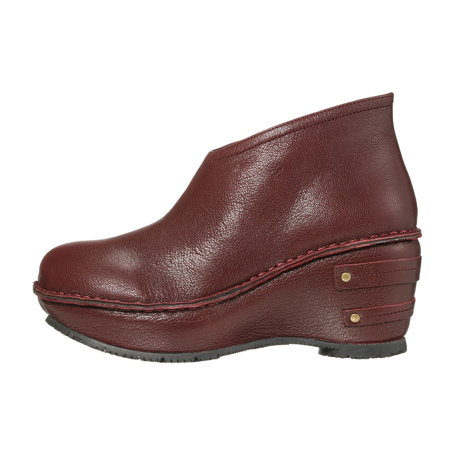 ヒナ　デイグリーン 日本製 育てるレザー ディープライン 厚底アンクルブーツ