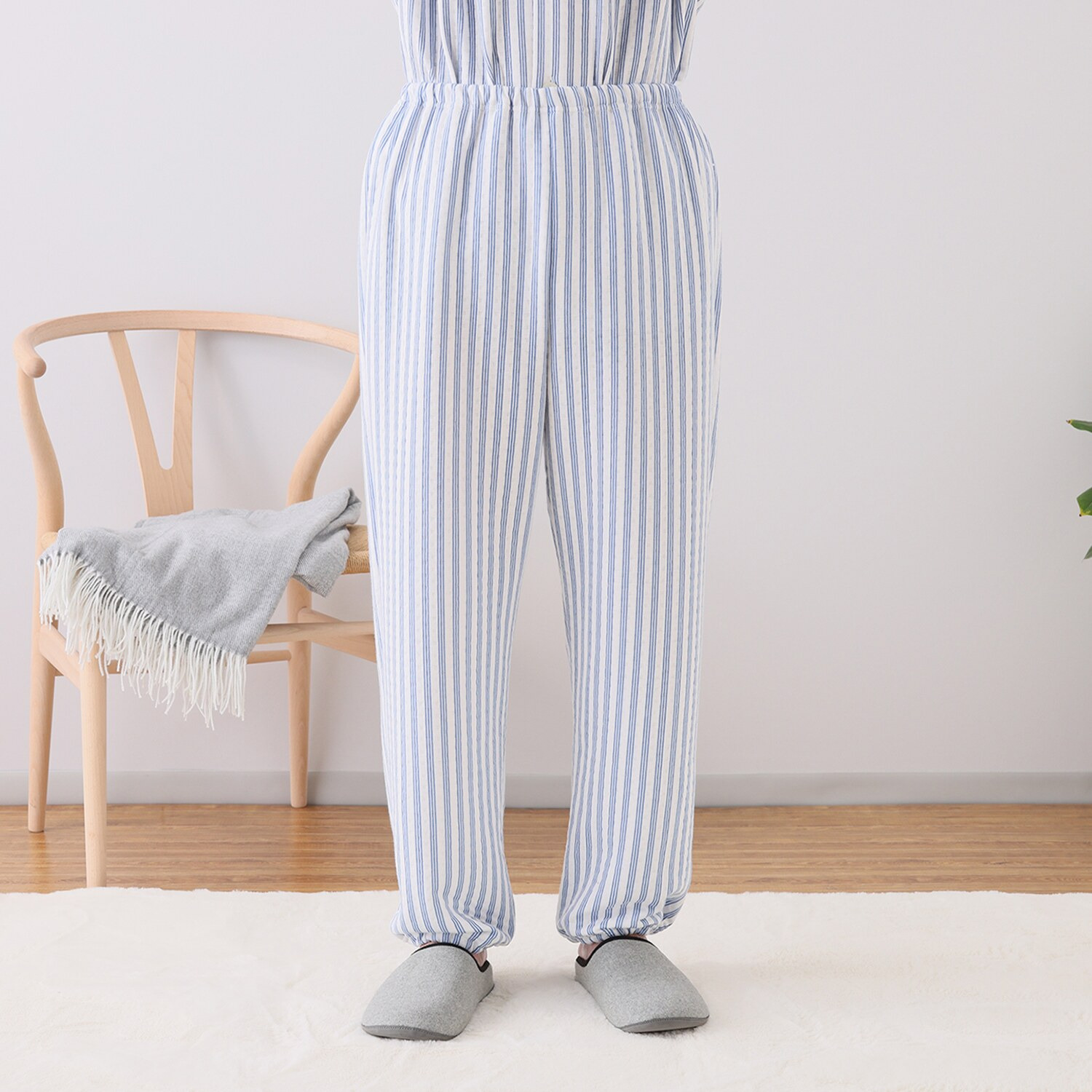 ナルエー 中綿入り・コットン混 接結ストライプパジャマ ＜メンズ＞