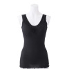 丸福ガーゼ 吸水速乾・抗菌防臭 綿モダール混 カップ付Ｖネック レーシータンクトップ