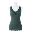 丸福ガーゼ 吸水速乾・抗菌防臭 綿モダール混 カップ付Ｖネック レーシータンクトップ