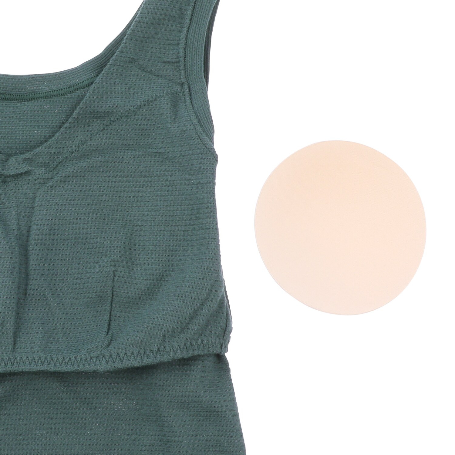 丸福ガーゼ 吸水速乾・抗菌防臭 綿モダール混 カップ付Ｖネック レーシータンクトップ