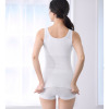 丸福ガーゼ 吸水速乾・抗菌防臭 綿モダール混 カップ付Ｖネック レーシータンクトップ