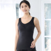 丸福ガーゼ 吸水速乾・抗菌防臭 綿モダール混 カップ付Ｖネック レーシータンクトップ