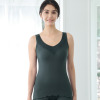 丸福ガーゼ 吸水速乾・抗菌防臭 綿モダール混 カップ付Ｖネック レーシータンクトップ