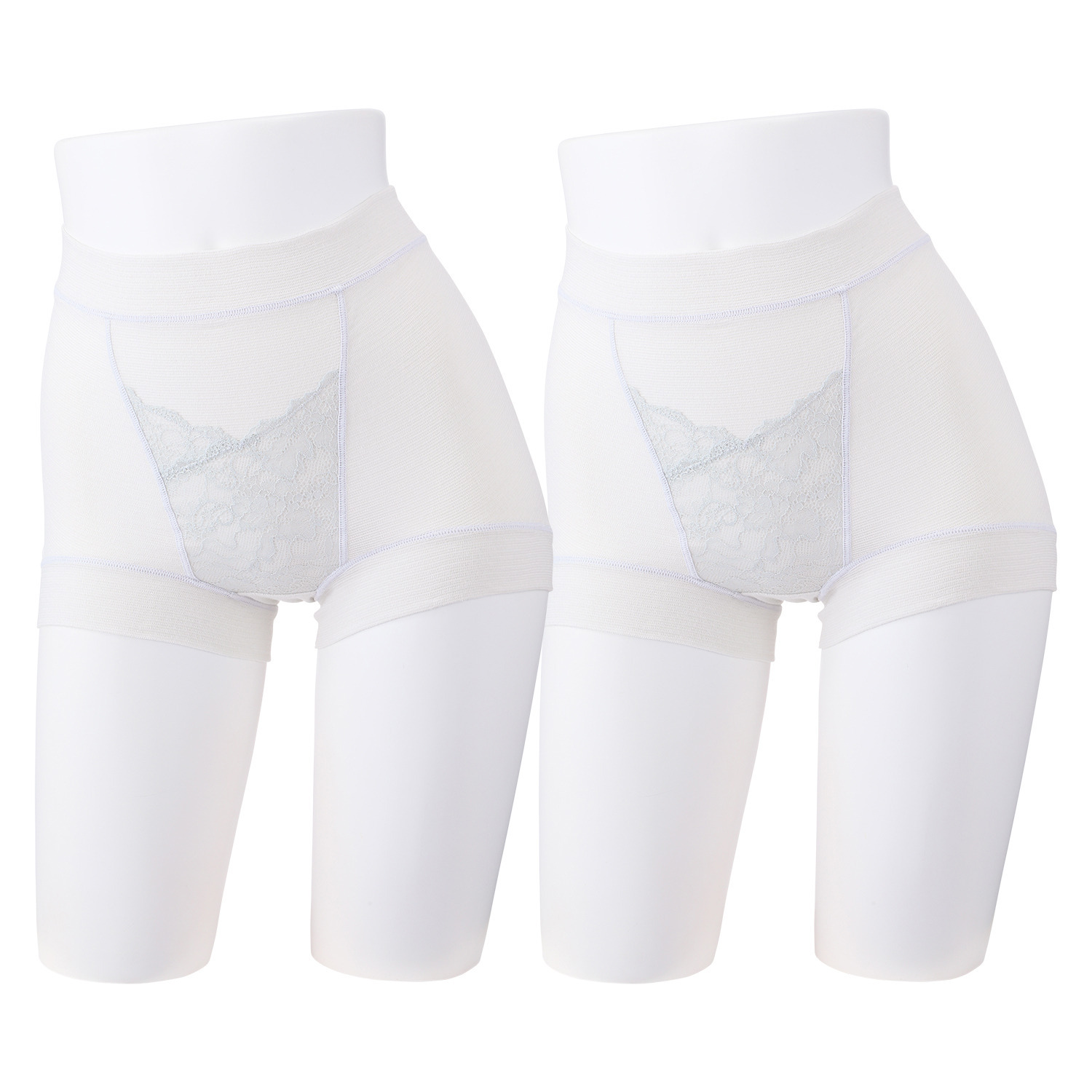 丸福ガーゼ 吸水速乾・抗菌防臭 綿モダール混 極上楽ちん 一分丈レーシーショーツ 同色２枚セット