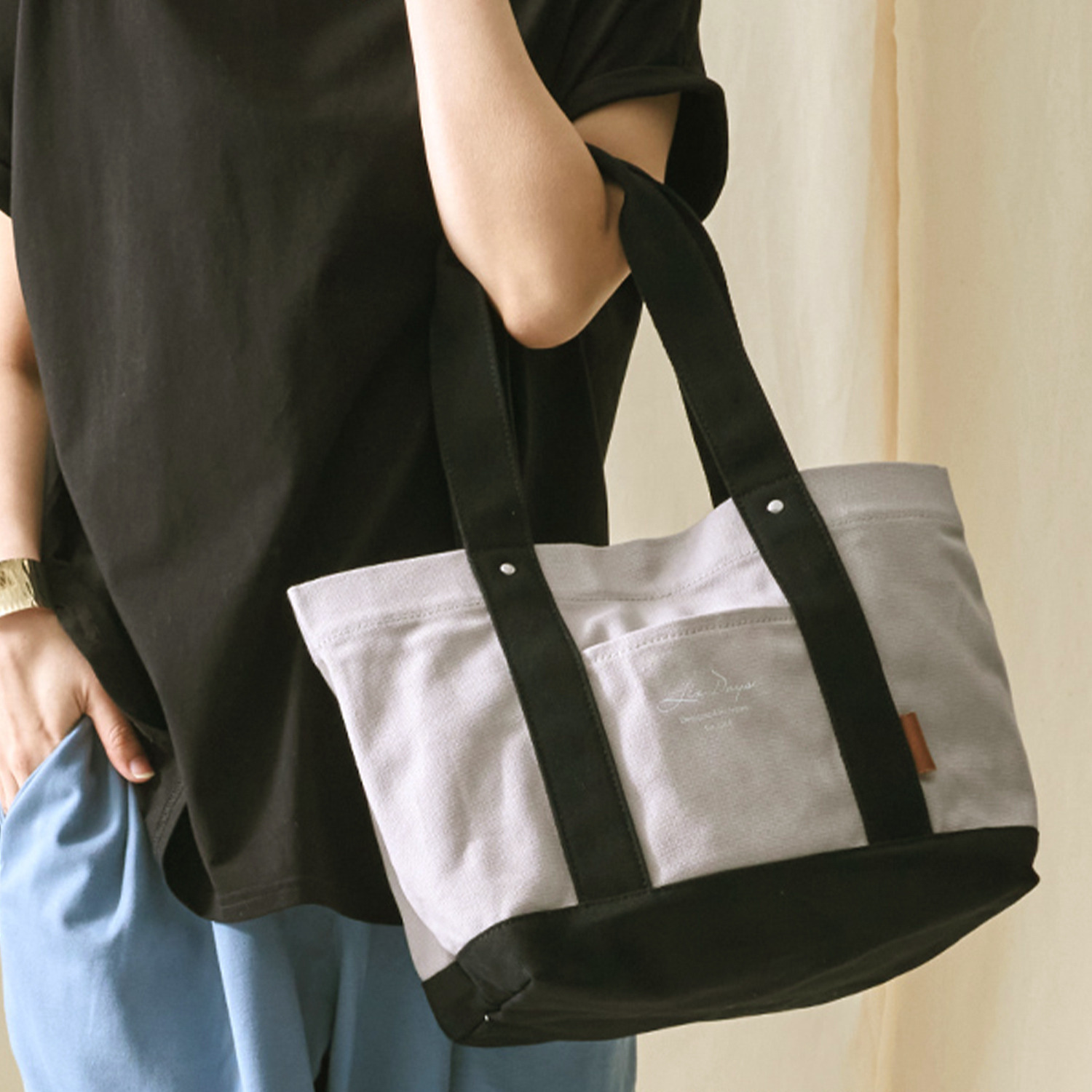 リズデイズ キャンバス ロングハンドル トートバッグ