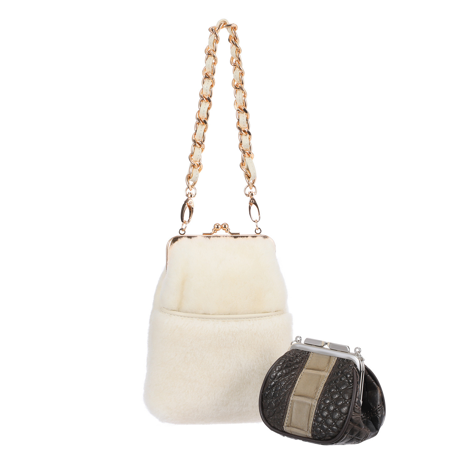 レザージュエルズ ギャレリア　ココリュクス クロコダイルポーチの カラーはお任せ！ がま口ポーチ２個セット