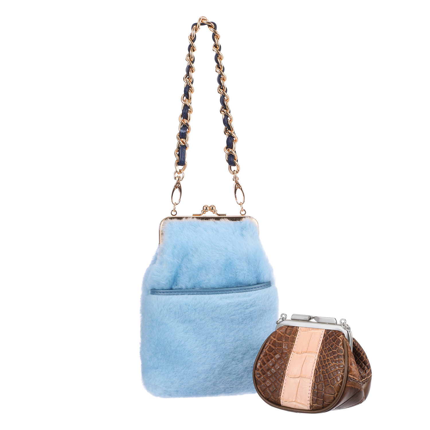 レザージュエルズ ギャレリア　ココリュクス クロコダイルポーチの カラーはお任せ！ がま口ポーチ２個セット