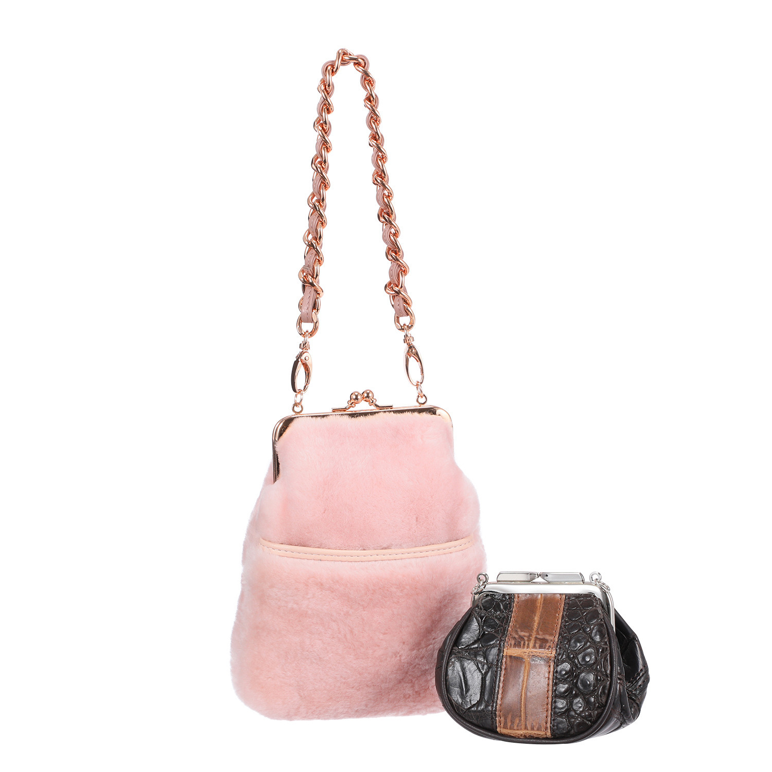 レザージュエルズ ギャレリア　ココリュクス クロコダイルポーチの カラーはお任せ！ がま口ポーチ２個セット