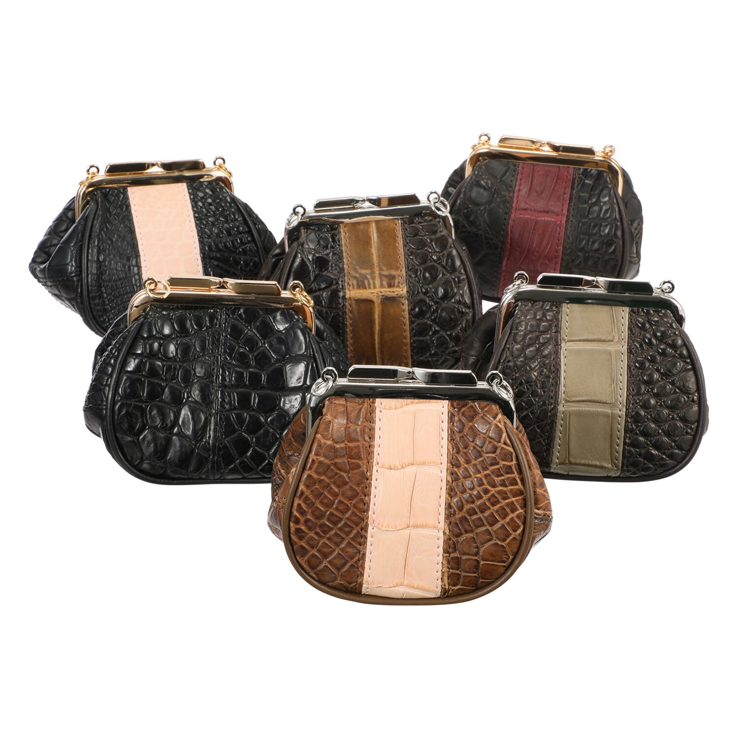 レザージュエルズ ギャレリア　ココリュクス クロコダイルポーチの カラーはお任せ！ がま口ポーチ２個セット