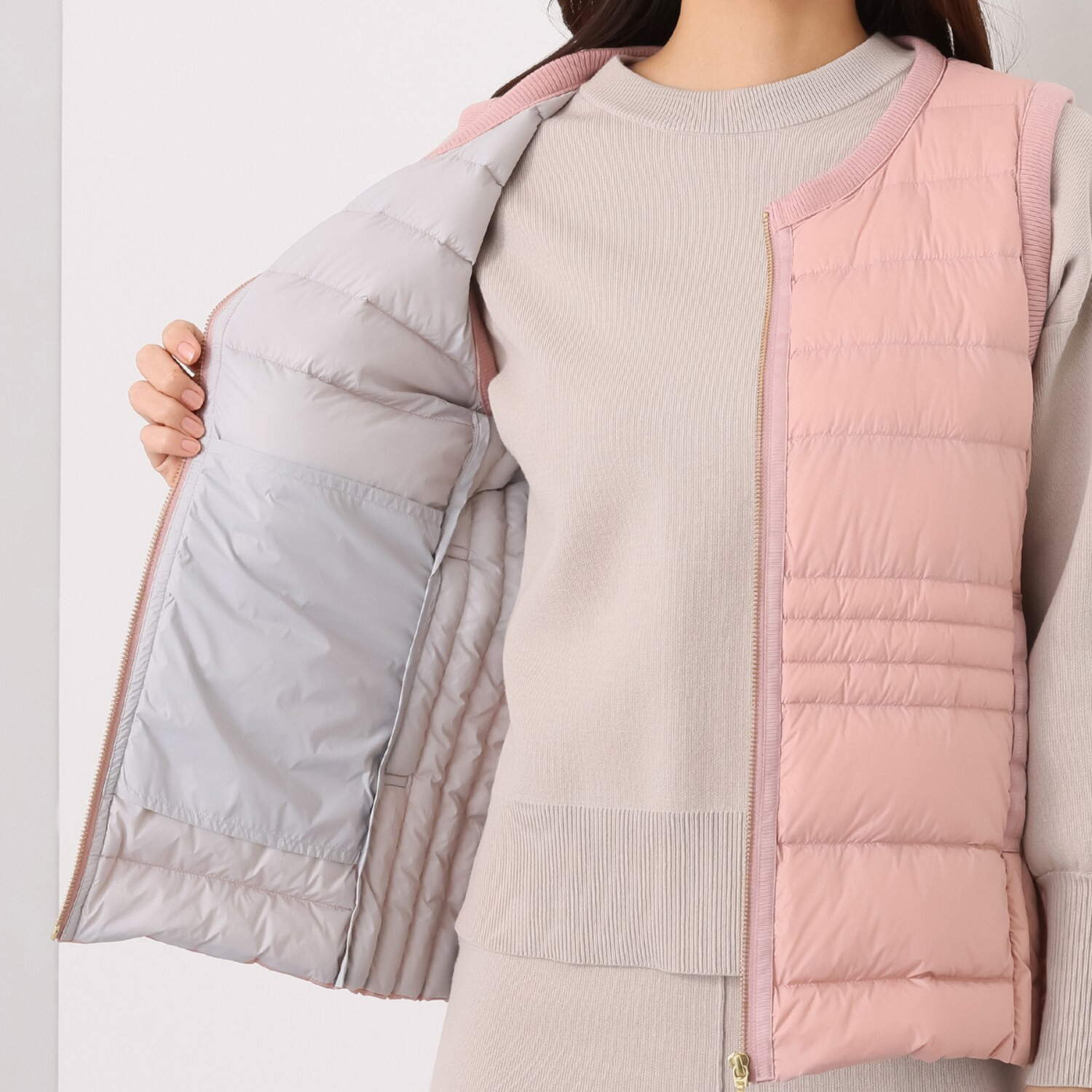 スタイル・ラヴィー リブアクセント ライトダウンベスト