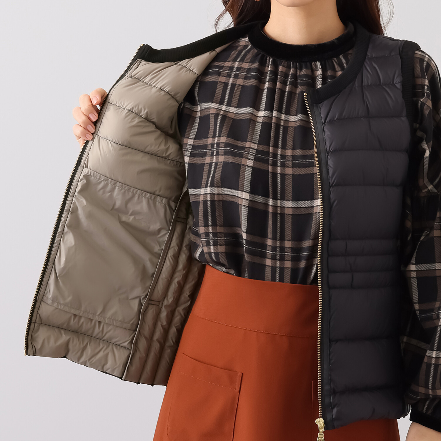 スタイル・ラヴィー リブアクセント ライトダウンベスト