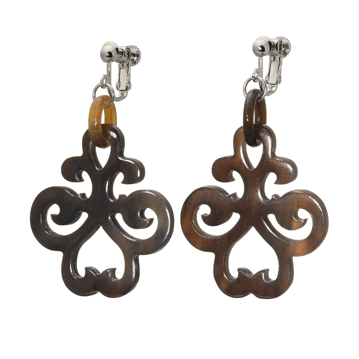 ミル・レーヴ 水牛 カッティングワーク イヤリング／ピアス