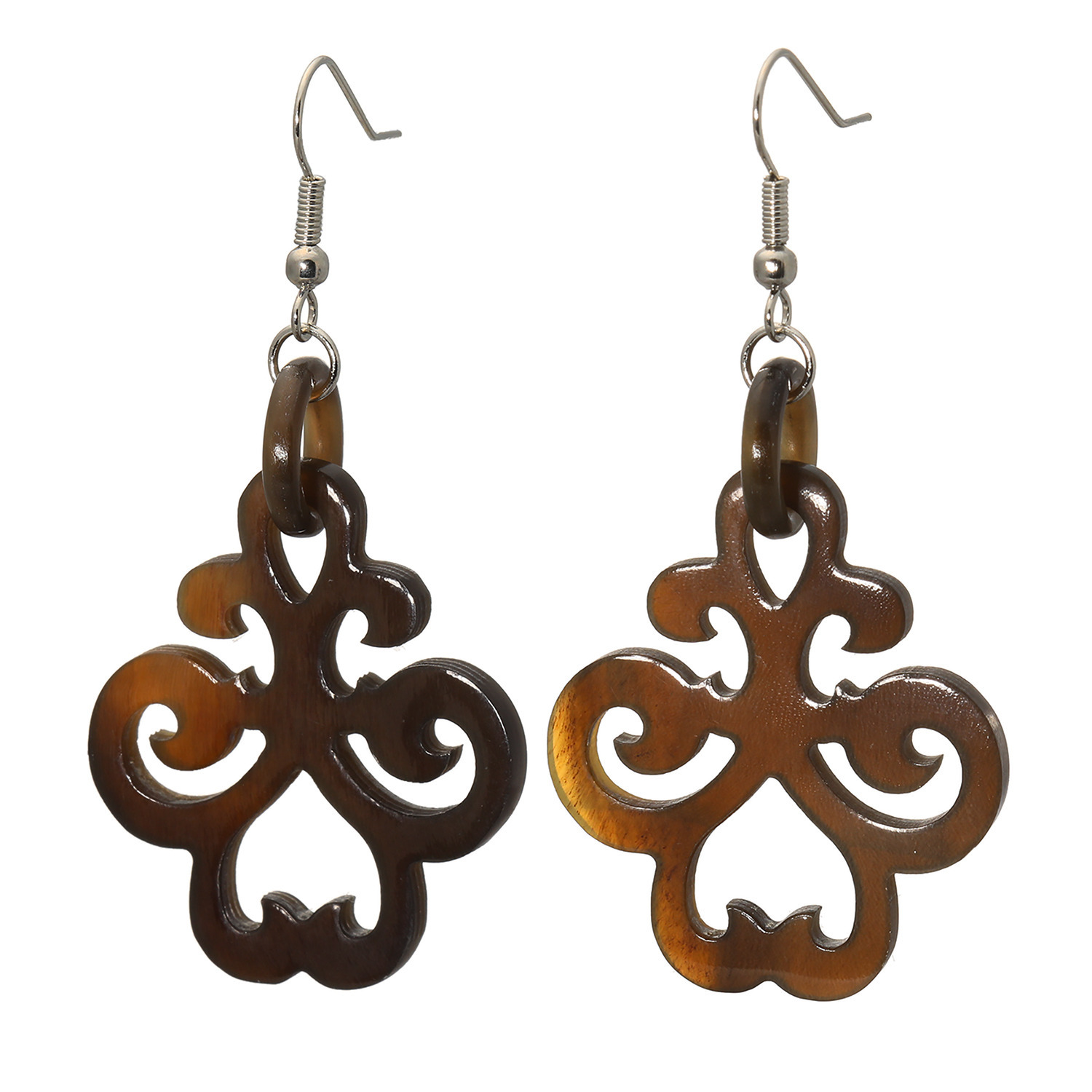 ミル・レーヴ 水牛 カッティングワーク イヤリング／ピアス