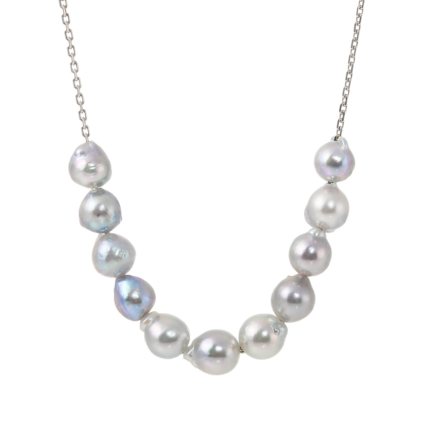 ブーレ シルバー 国産無調色 ナチュラルグレー ベビーアコヤパール スルーネックレス