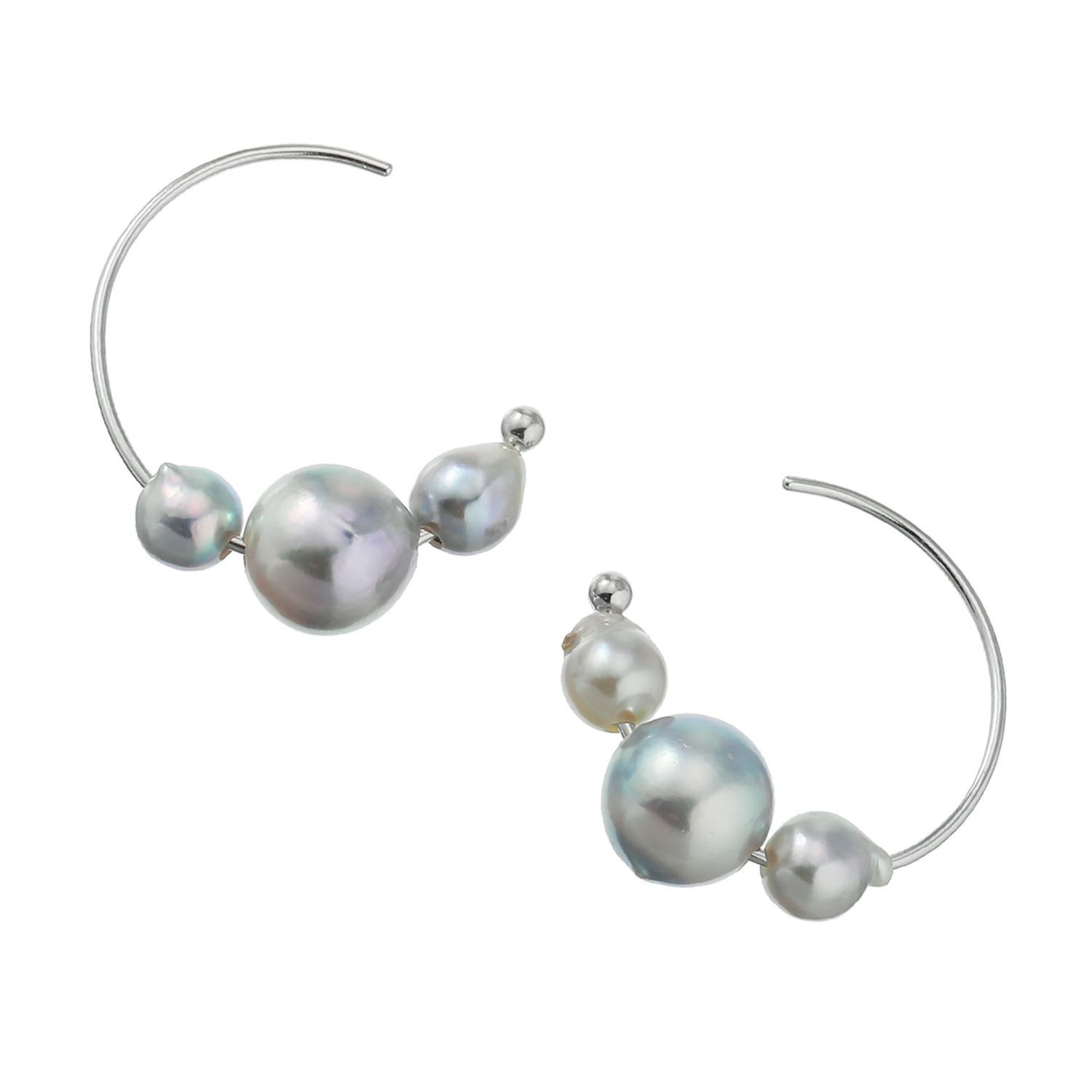 ブーレ シルバー 国産無調色 ベビーアコヤパール＆ 大玉アコヤパール フープピアス