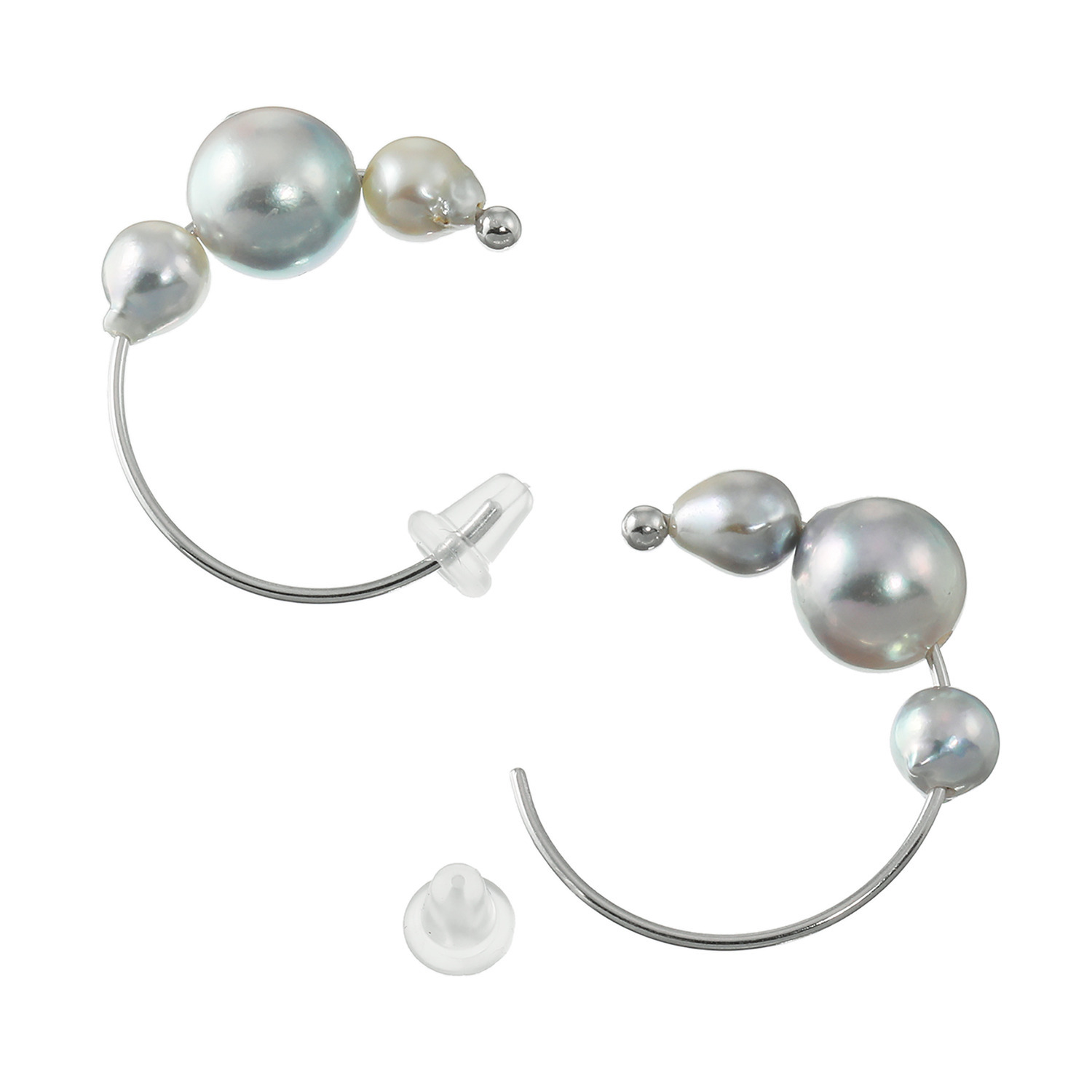 ブーレ シルバー 国産無調色 ベビーアコヤパール＆ 大玉アコヤパール フープピアス