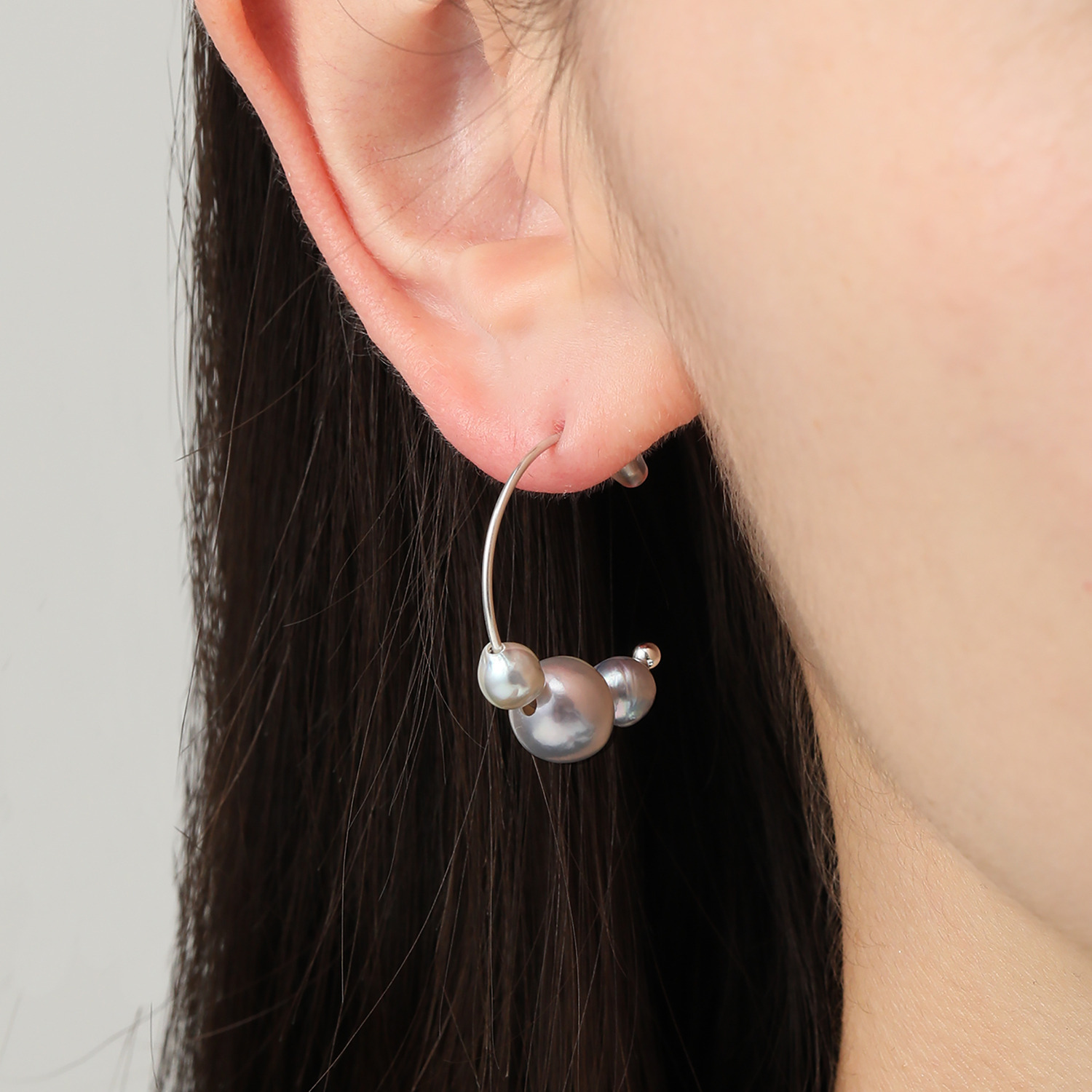 ブーレ シルバー 国産無調色 ベビーアコヤパール＆ 大玉アコヤパール フープピアス