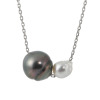 ブーレ シルバー 黒蝶パール＆ ナチュラルグレー アコヤパール ツインデザインネックレス