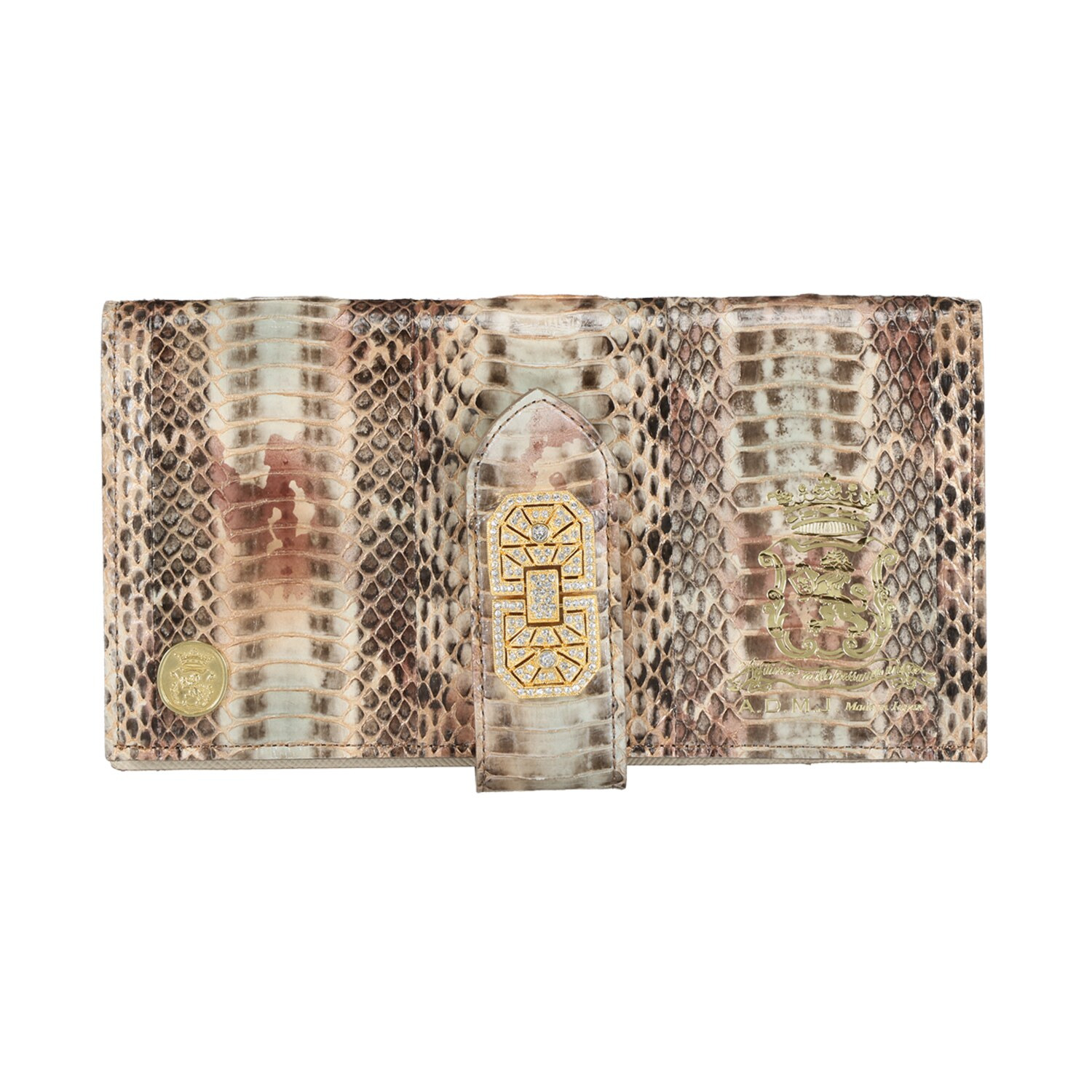 エーディーエムジェイ スネークレザー アールデコモティーフ ウォレット