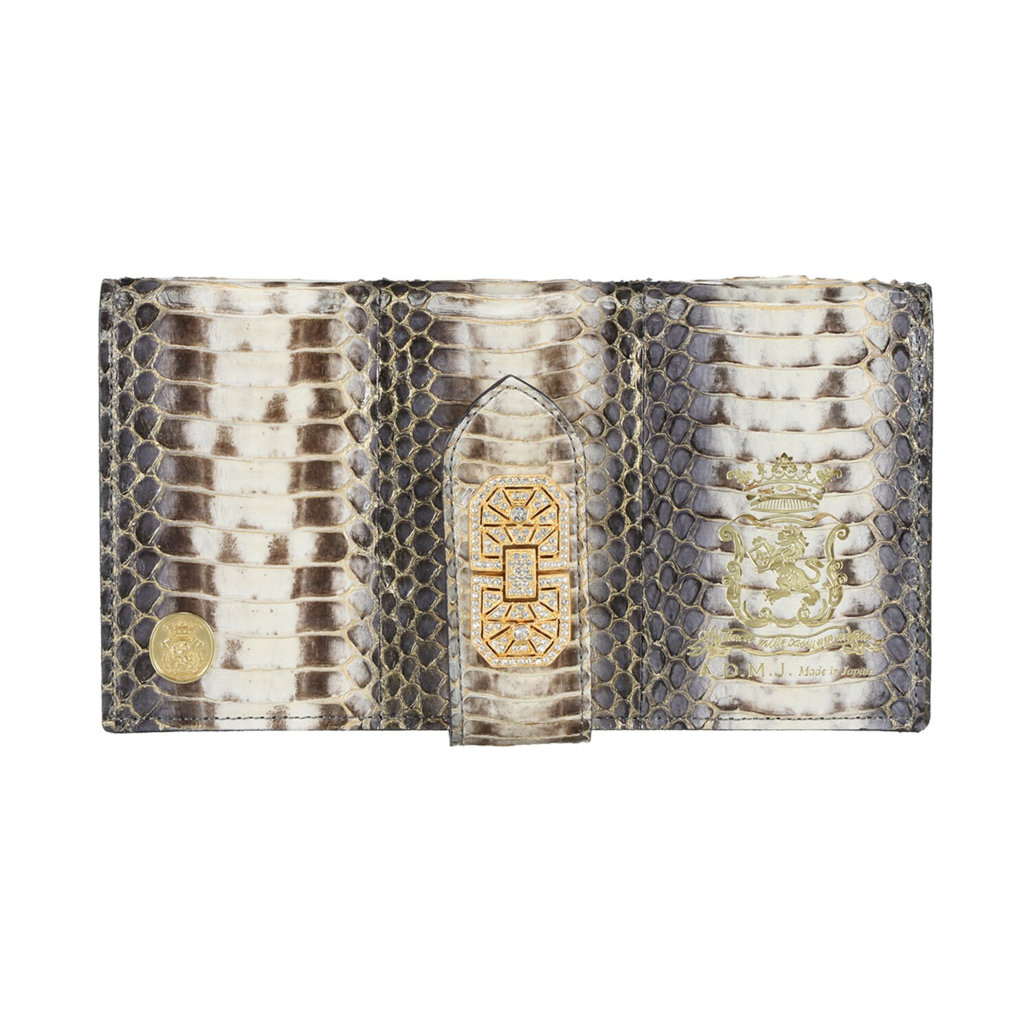 エーディーエムジェイ スネークレザー アールデコモティーフ ウォレット