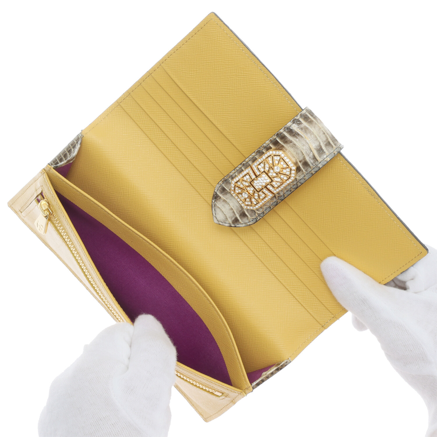 エーディーエムジェイ スネークレザー アールデコモティーフ ウォレット