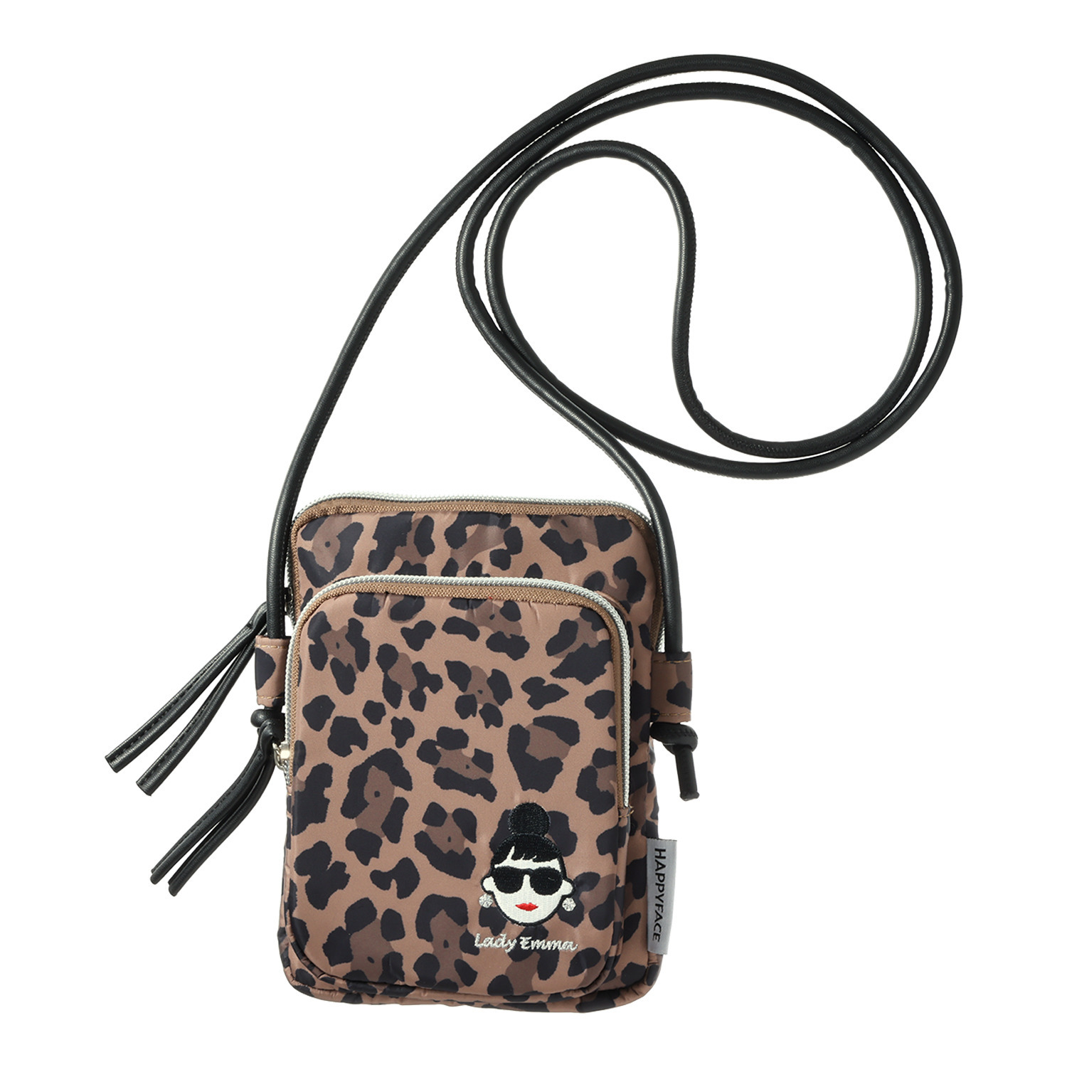 ハッピーフェイス 大きめスマホにも対応！ エマ顔刺しゅう ポシェット