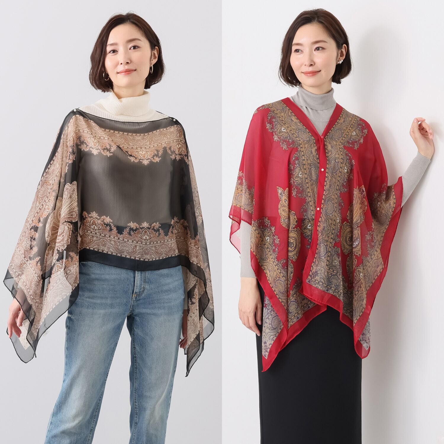 モノカフェ １枚で 着る・羽織る・巻く ３ＷＡＹエレガント ジレ＆ストール ２色セット