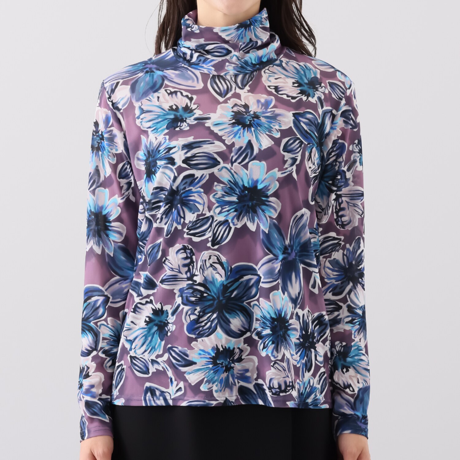 ダジュール パワーネットプリント ハイネックプルオーバー