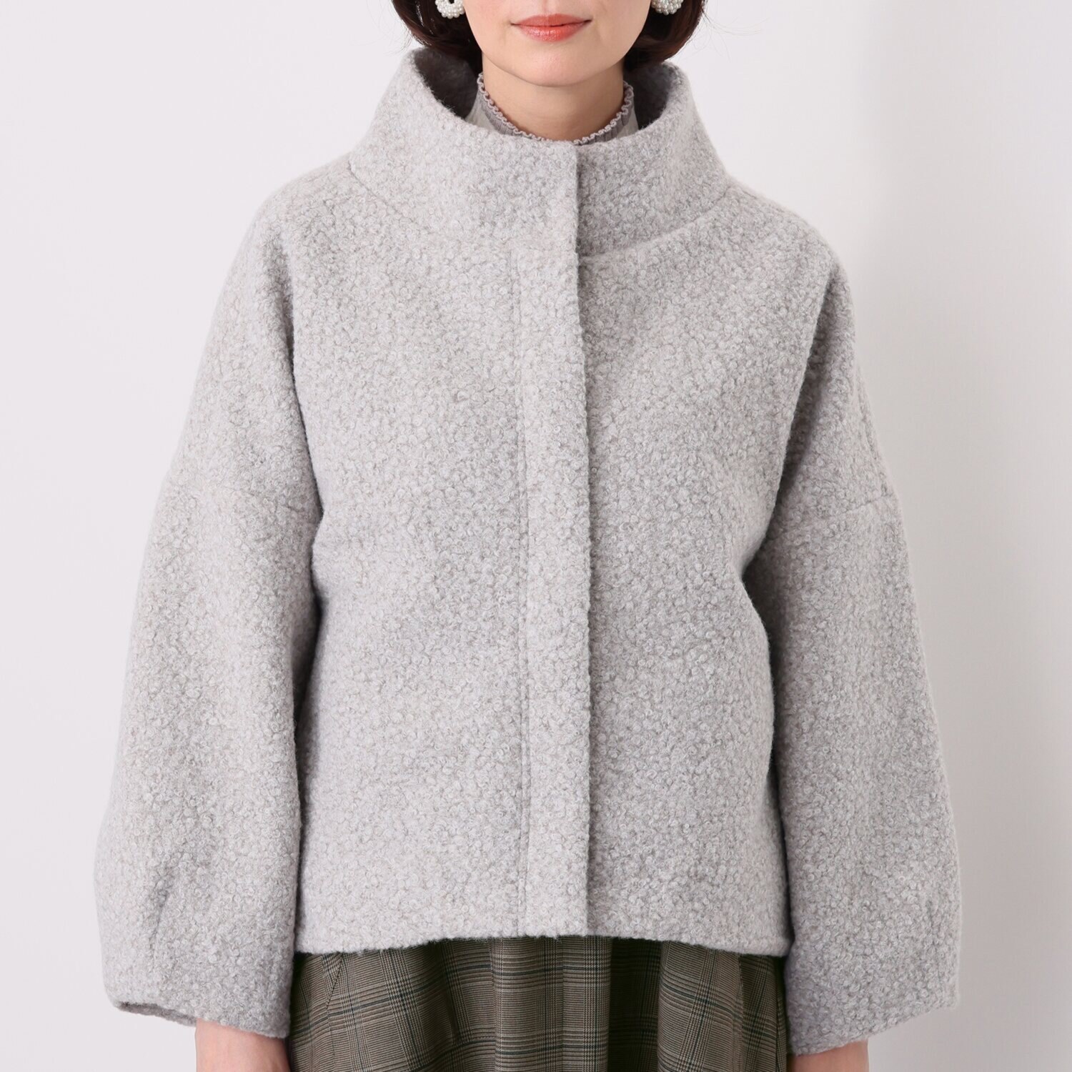 ラヴィーコンフォート エコリングウール モードなスタンドカラー＆ 袖コンシャス 憧れのジャケット