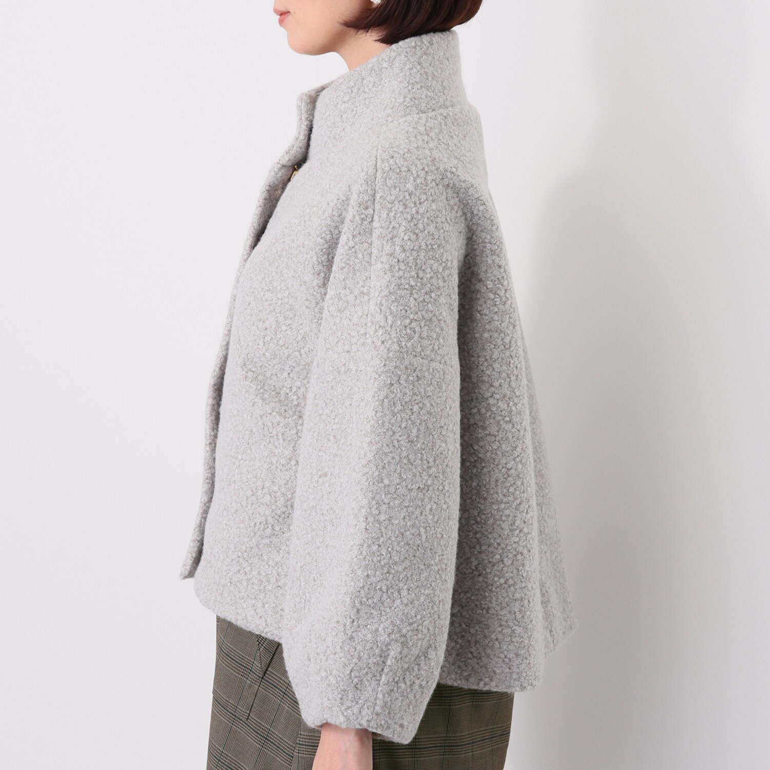 ラヴィーコンフォート エコリングウール モードなスタンドカラー＆ 袖コンシャス 憧れのジャケット